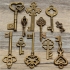 11Pcs Antique Vintage Old Look Skeleton Key Set Pendant Heart Bow Steampunk Lock COD